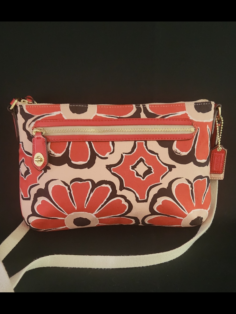 Coach Poppy Floral Scarf Print Crossbody Bag in Desert Sky/Natural